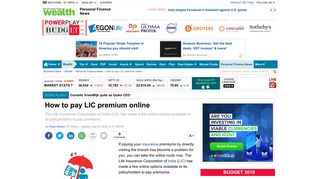 How to pay LIC premium online - The Economic Times