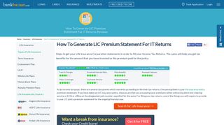 How To Generate LIC Premium Statement For IT Returns - BankBazaar