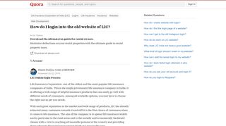 How to login into the old website of LIC - Quora