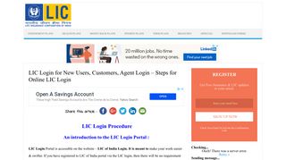 LIC Login for New Users, Customers, Agent Login - Steps for Online ...