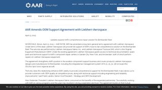 AAR Amends OEM Support Agreement with Liebherr-Aerospace ...