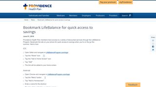 Bookmark LifeBalance for quick access to savings | Health ...