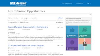 Life Extension Opportunities - My Job Search