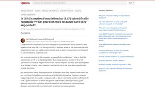 Is Life Extension Foundation Inc (LEF) scientifically reputable ...