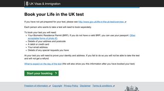 book your Life in the UK test