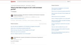 What is the link to log in to LIC's old customer portal? - Quora