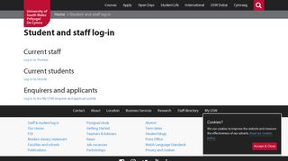 Student and staff log-in | University of South Wales