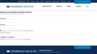 Login - The Future of Health Care is Here - LifeBridge Health