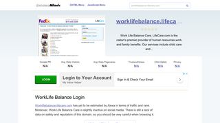 Worklifebalance.lifecare.com website. WorkLife Balance Login.