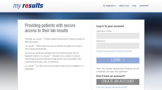 my results: Log In - LifeLabs