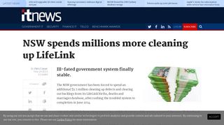 NSW spends millions more cleaning up LifeLink - Software - iTnews