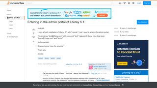 Entering in the admin portal of Liferay 6.1 - Stack Overflow