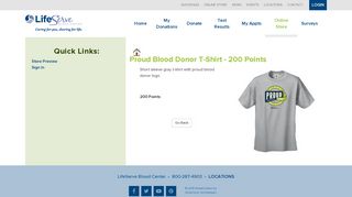 Proud Blood Donor T-Shirt - 200 Points - LifeServe Blood Center ...
