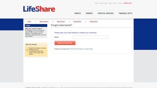 Username - LifeShare Blood Centers
