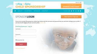 Log In | Lifesong for Orphans Child Sponsorship