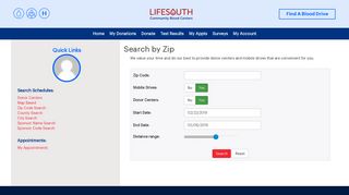 Zip Code Search - LifeSouth - Donor Portal