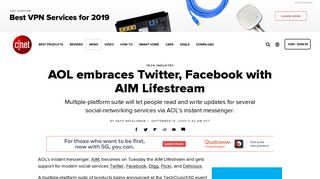 AOL embraces Twitter, Facebook with AIM Lifestream - CNET