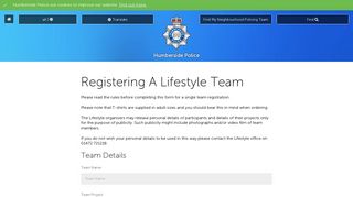 Registering A Lifestyle Team | Humberside Police