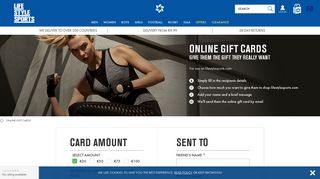 Online Gift Cards - Life Style Sports