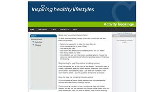 Activity booking | Inspiring healthy lifestyles Home