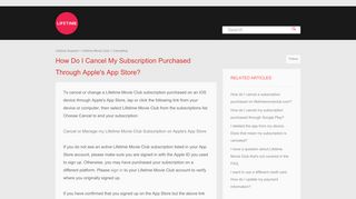 How do I cancel my subscription purchased through ... - Lifetime Support