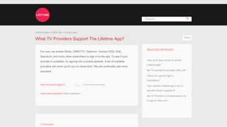 What TV providers support the Lifetime app? – Lifetime Support
