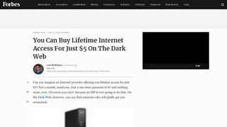 You Can Buy Lifetime Internet Access For Just $5 On The Dark Web