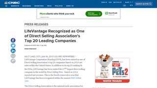 LifeVantage Recognized as One of Direct Selling Association's Top 20 ...