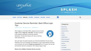 Customer Service Reminder: Back Office Login Tips | LifeWave Splash ...