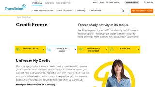 Credit Freeze | Freeze My Credit | TransUnion