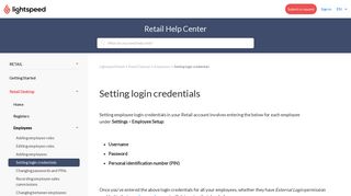 Setting login credentials – Lightspeed Retail
