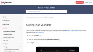 Signing in on your iPad – Lightspeed Retail