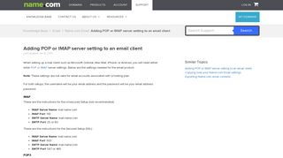 Adding POP or IMAP server setting to an email client - Name.com ...