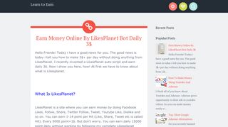 Earn Money Online By LikesPlanet Bot Daily 3$ ~ Learn to Earn