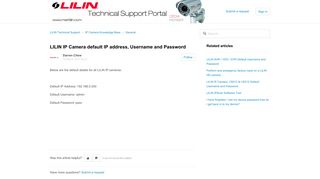 LILIN IP Camera default IP address, Username and Password – LILIN ...