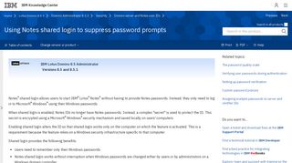 Using Notes shared login to suppress password prompts - IBM