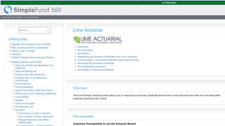 Lime Actuarial - Simple Fund 360 Getting Started - BGL Help