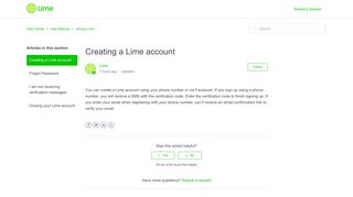 Creating a Lime account – Help Center