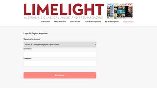 Login to Digital Magazine - Limelight Magazine Subscriptions