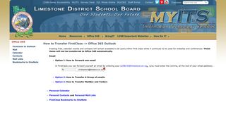 Firstclass to Outlook Limestone District School Board - Office 365