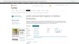 TechNet Limit concurrent logins in Active Directory