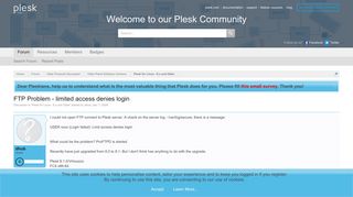 FTP Problem - limited access denies login | Plesk Forum