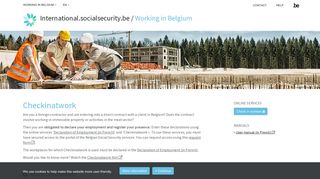 Checkinatwork - Working in Belgium - International.socialsecurity.be