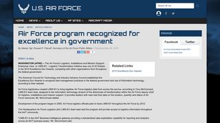 Air Force program recognized for excellence in government > U.S. Air ...