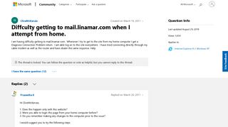Diffculty getting to mail.linamar.com when I attempt from home ...