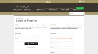 Login or Register | My Account | Visit Lincoln