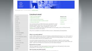 Lincolnuni email - Service Desk - Lincoln University