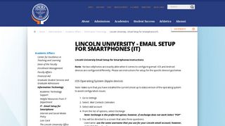 Lincoln University - Email Setup for Smartphones (IT) | Lincoln University