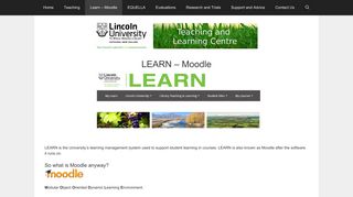 LEARN - Moodle - Teaching and Learning Centre - Lincoln University
