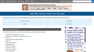 LINCONE Federal Credit Union Services: Savings, Checking, Loans